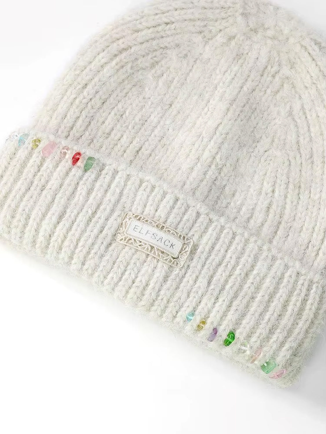 Y2K Casual Solid Color Stone Stacked Beanie