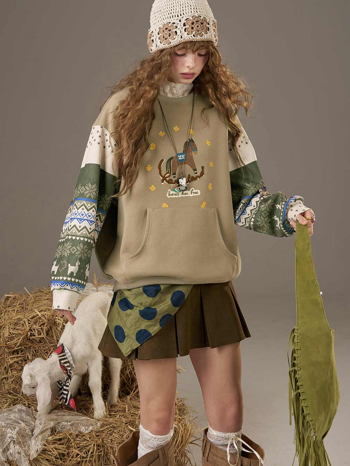 Cartoon Print Loose Pullover Sweatshirt