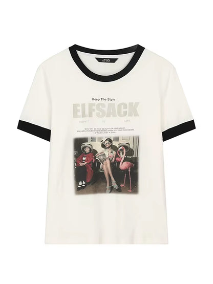 Vintage Photo-Print Ringer T-Shirt