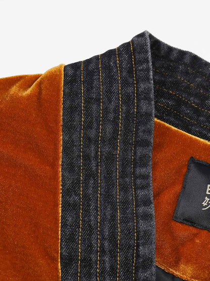 New Oriental Vintage Patchwork Pattern Design Suede Coat