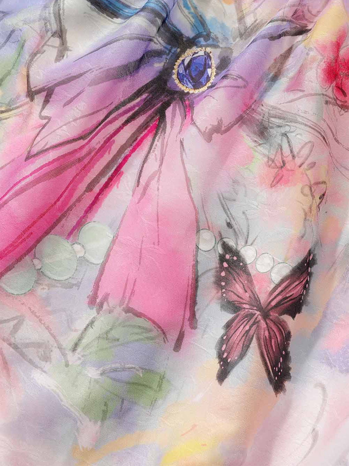 Floral & Butterfly-Print Slip Dress