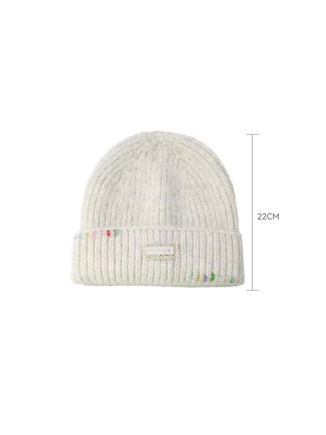 Y2K Casual Solid Color Stone Stacked Beanie