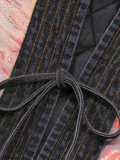 New Oriental Vintage Patchwork Pattern Design Suede Coat