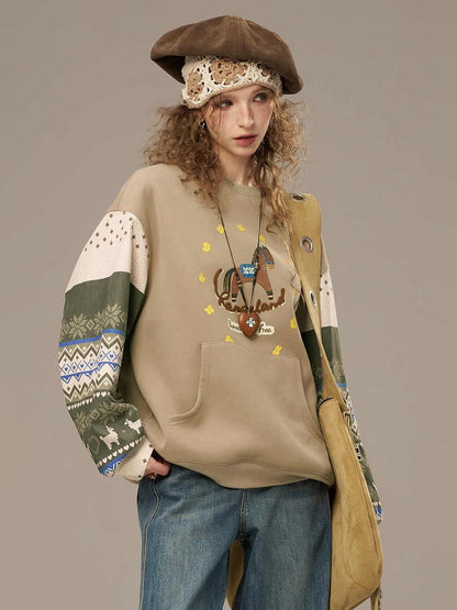 Cartoon Print Loose Pullover Sweatshirt