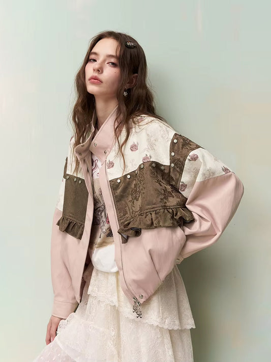 Floral Patchwork Ruffle Jacket