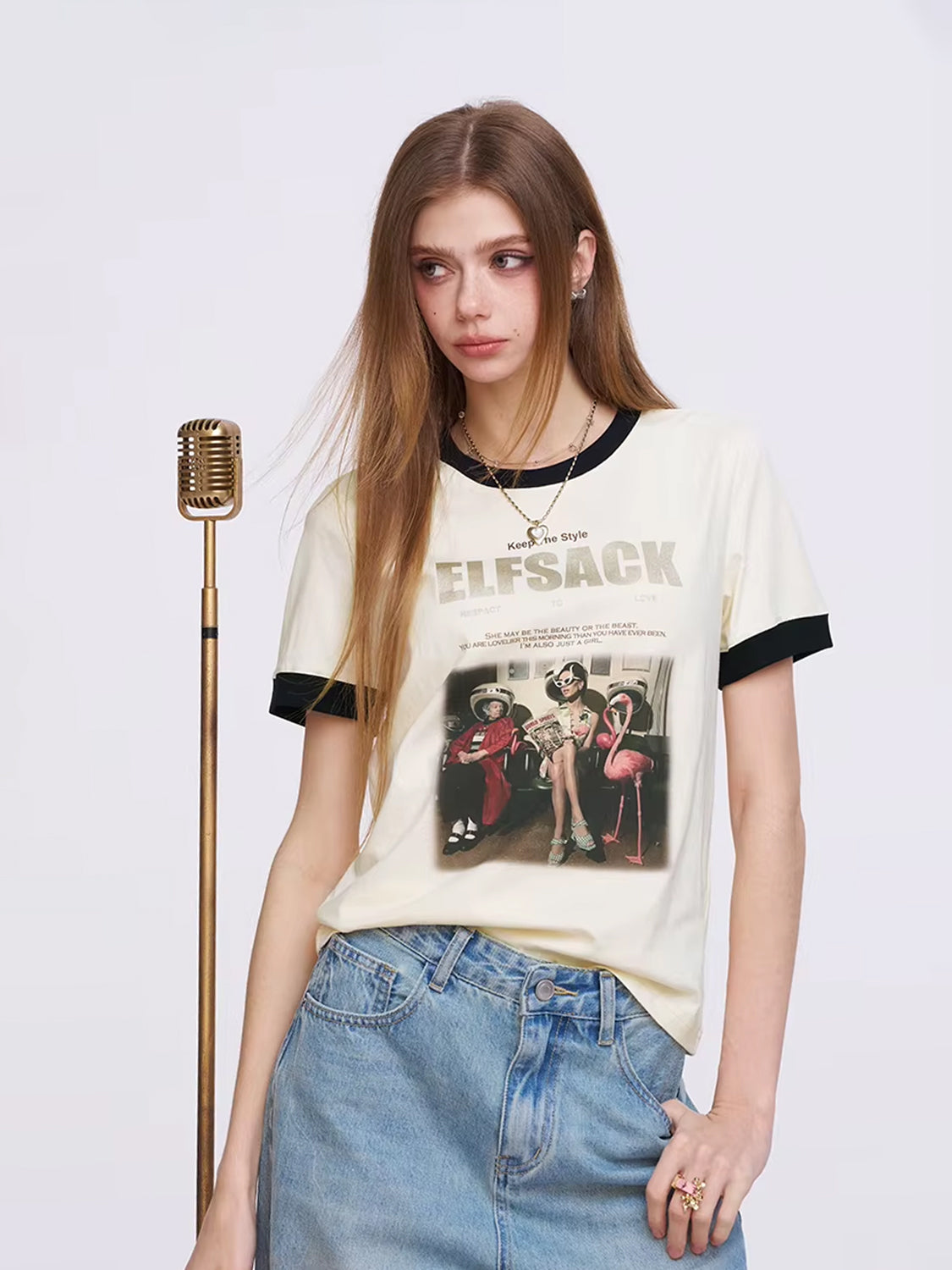 Vintage Photo-Print Ringer T-Shirt