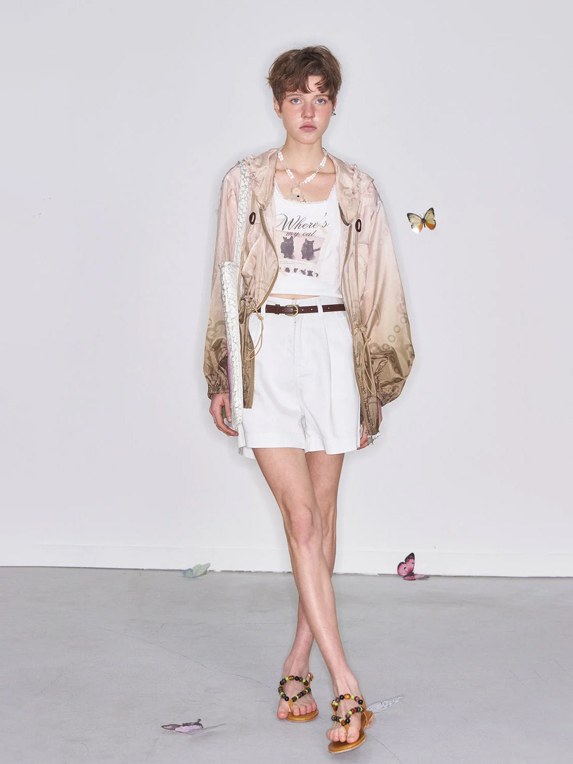 Gradient outdoor hooded jacket, casual retro and relaxed top