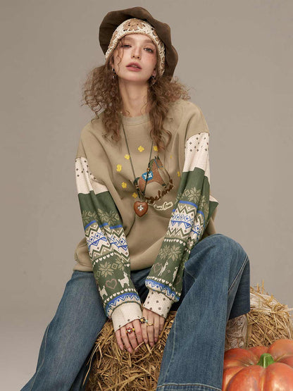 Cartoon Print Loose Pullover Sweatshirt