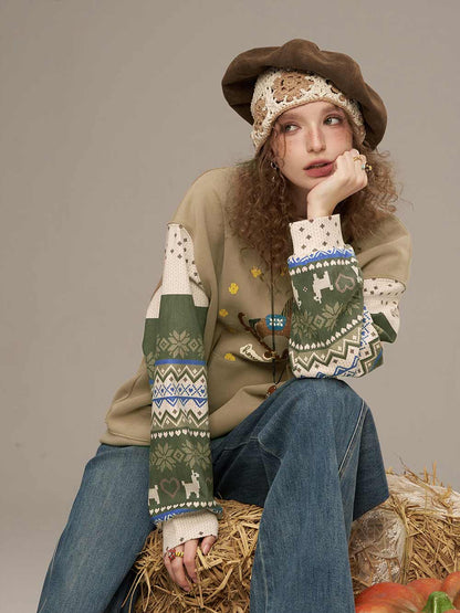 Cartoon Print Loose Pullover Sweatshirt