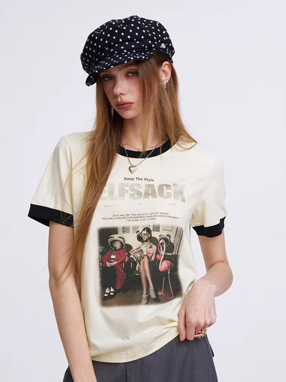 Vintage Photo-Print Ringer T-Shirt