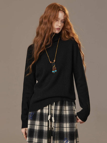 Soft Wool Turtleneck Sweater Solid Color Versatile