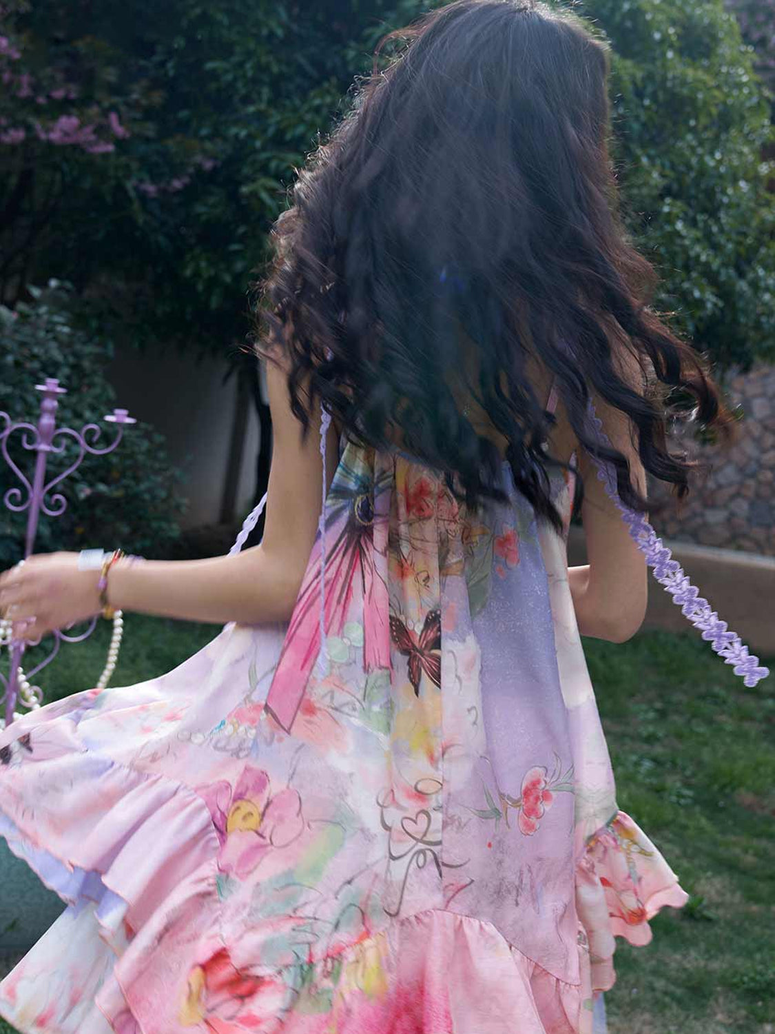 Floral & Butterfly-Print Slip Dress