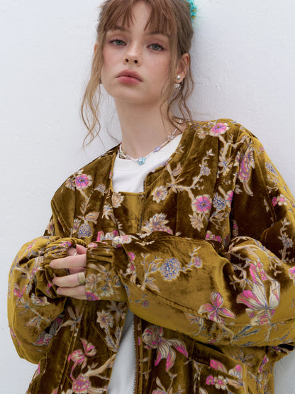 Vintage Goldfish-Embroidered Velvet Jacket
