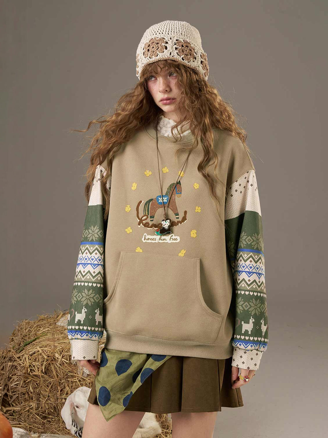 Cartoon Print Loose Pullover Sweatshirt