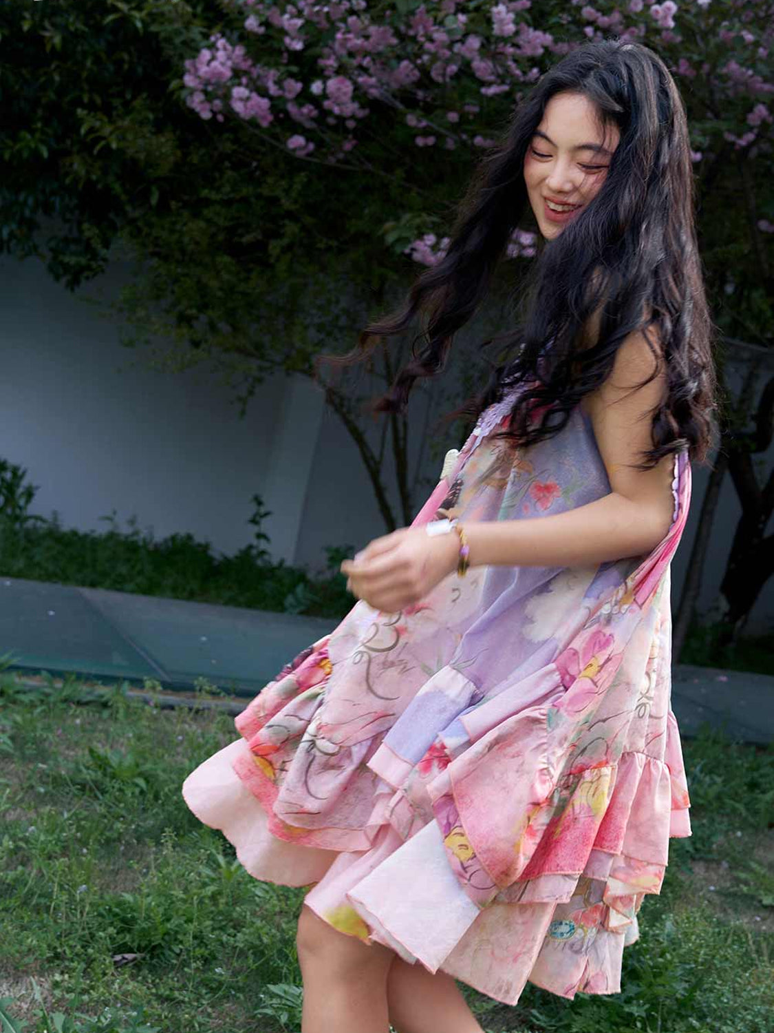 Floral & Butterfly-Print Slip Dress