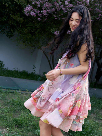Floral & Butterfly-Print Slip Dress