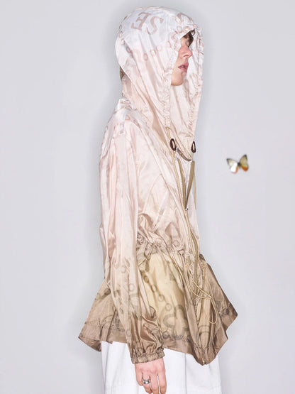 Gradient outdoor hooded jacket, casual retro and relaxed top