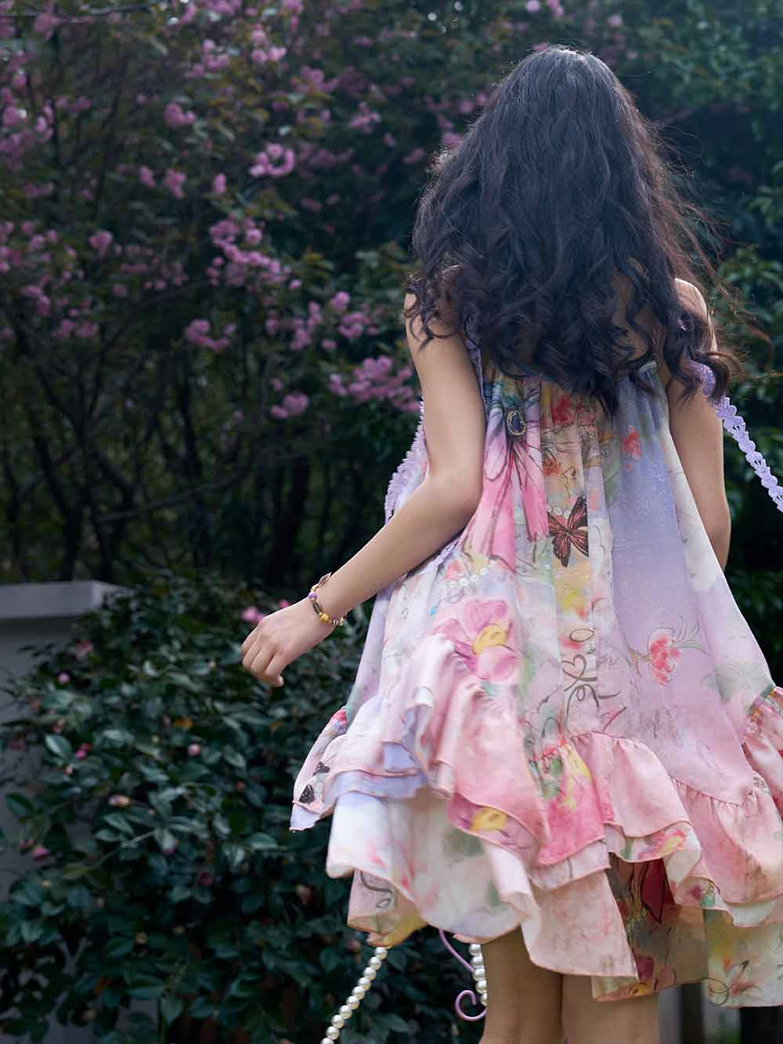 Floral & Butterfly-Print Slip Dress