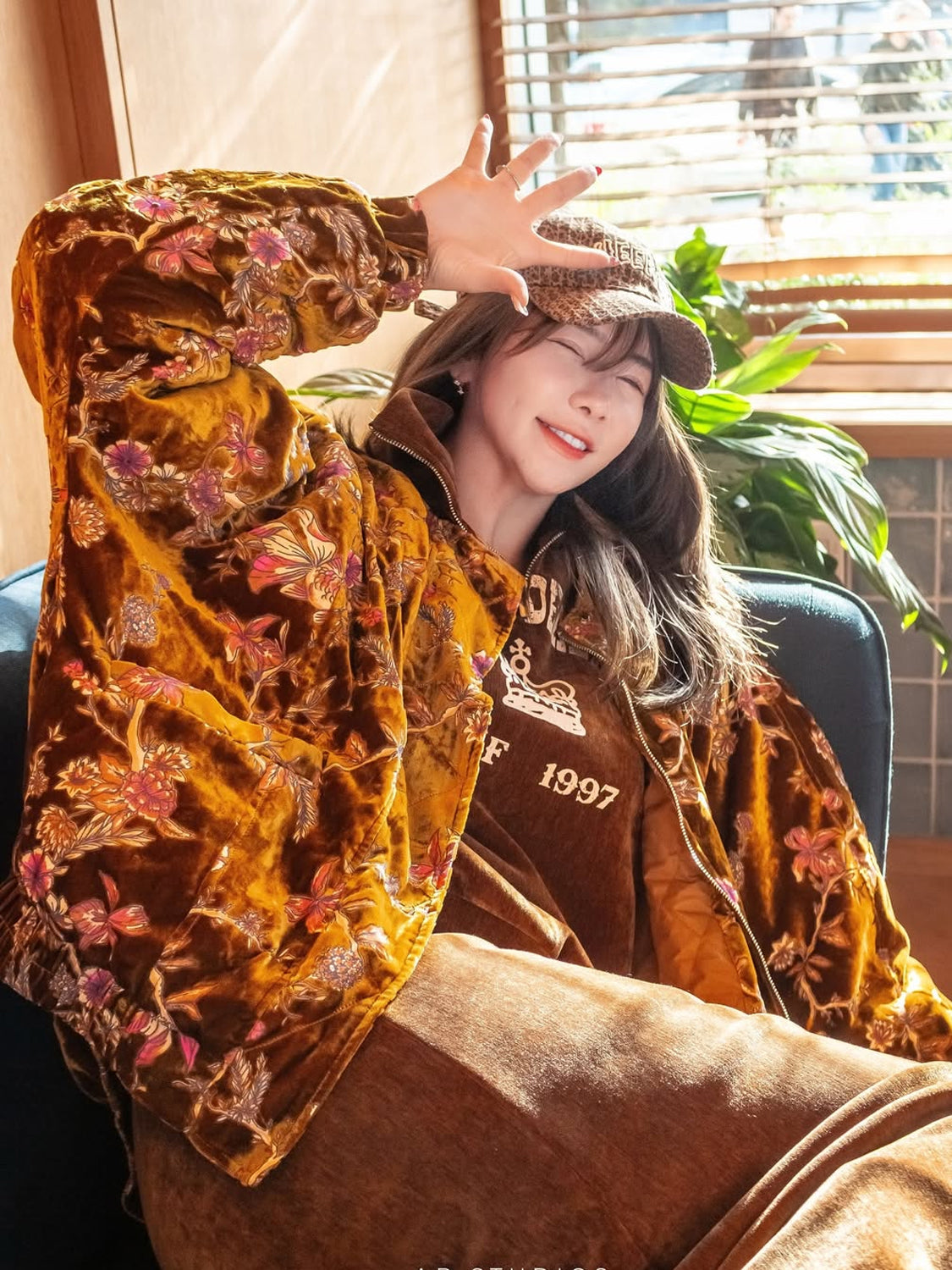 Vintage Goldfish-Embroidered Velvet Jacket