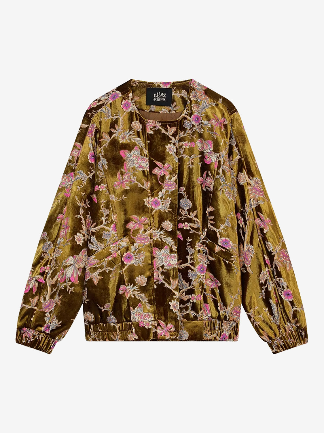 Vintage Goldfish-Embroidered Velvet Jacket